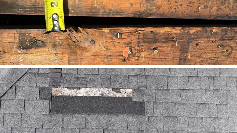 Localized roof repair in progress